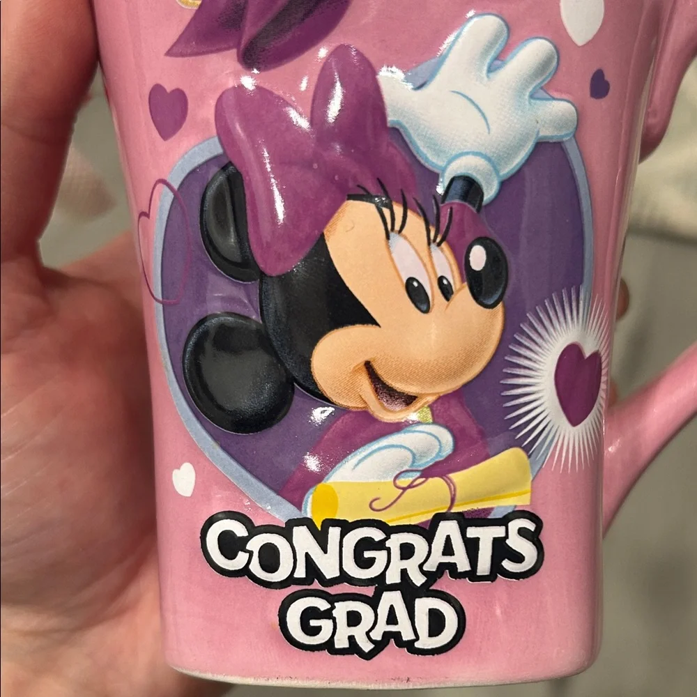 Disney Minnie Mouse Graduation Mug and Plush - Pink and Black NWT